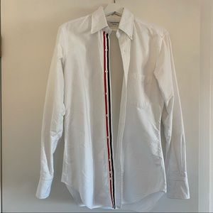 White cotton classic fit shirt from THOM BROWNE